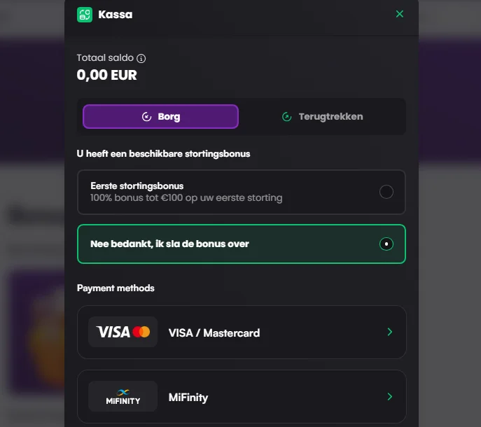 InstaSpin Casino kassa